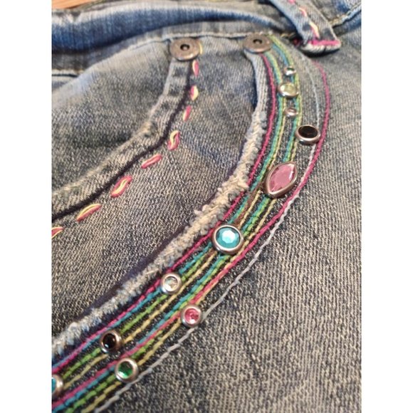 Womens AKADEMIKS RHINESTONE MIDRISE STRAIGHT LEG JEANS SIZE 16 - Picture 9 of 9